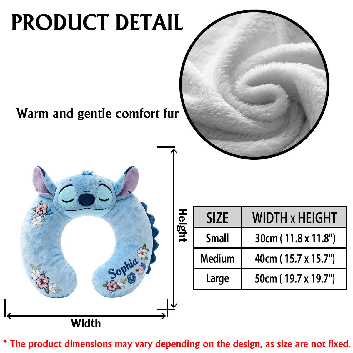 Personalized Blue Monster Travel Pillow Custom Name Gift for Kids Premium Faux Fur Pillow GradoCreations