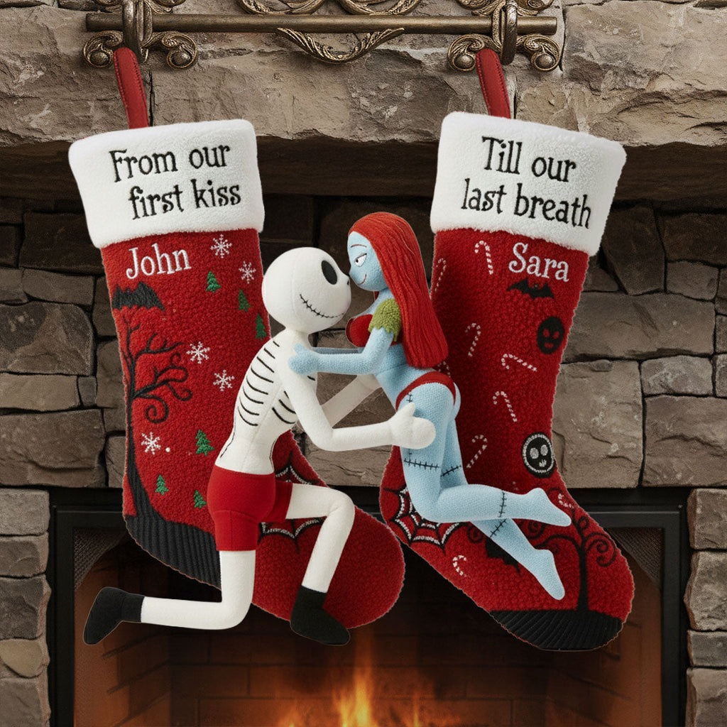Personalized Gothic Love Story Shaped Christmas Stocking Shaped Christmas Stocking GradoCreations