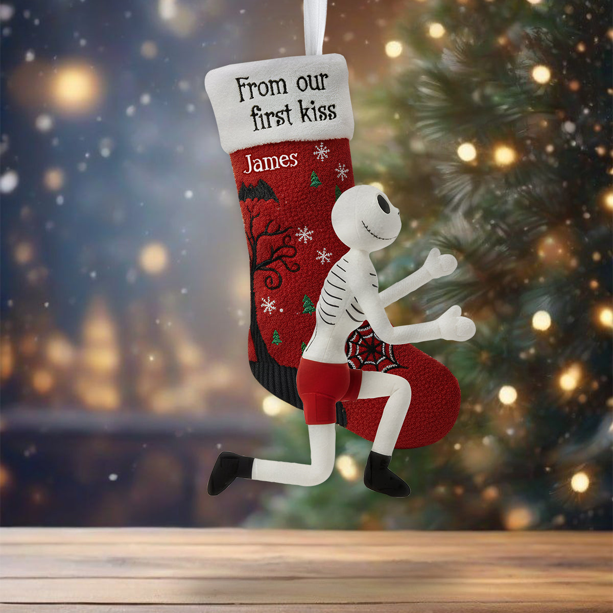 Personalized Gothic Love Story Shaped Christmas Stocking Shaped Christmas Stocking GradoCreations
