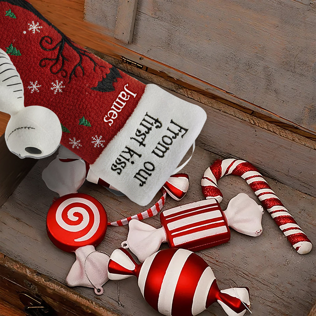 Personalized Gothic Love Story Shaped Christmas Stocking Shaped Christmas Stocking GradoCreations