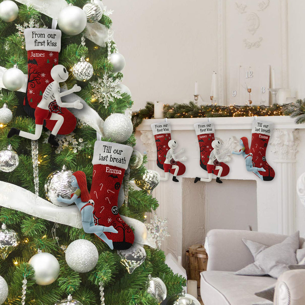 Personalized Gothic Love Story Shaped Christmas Stocking Shaped Christmas Stocking GradoCreations