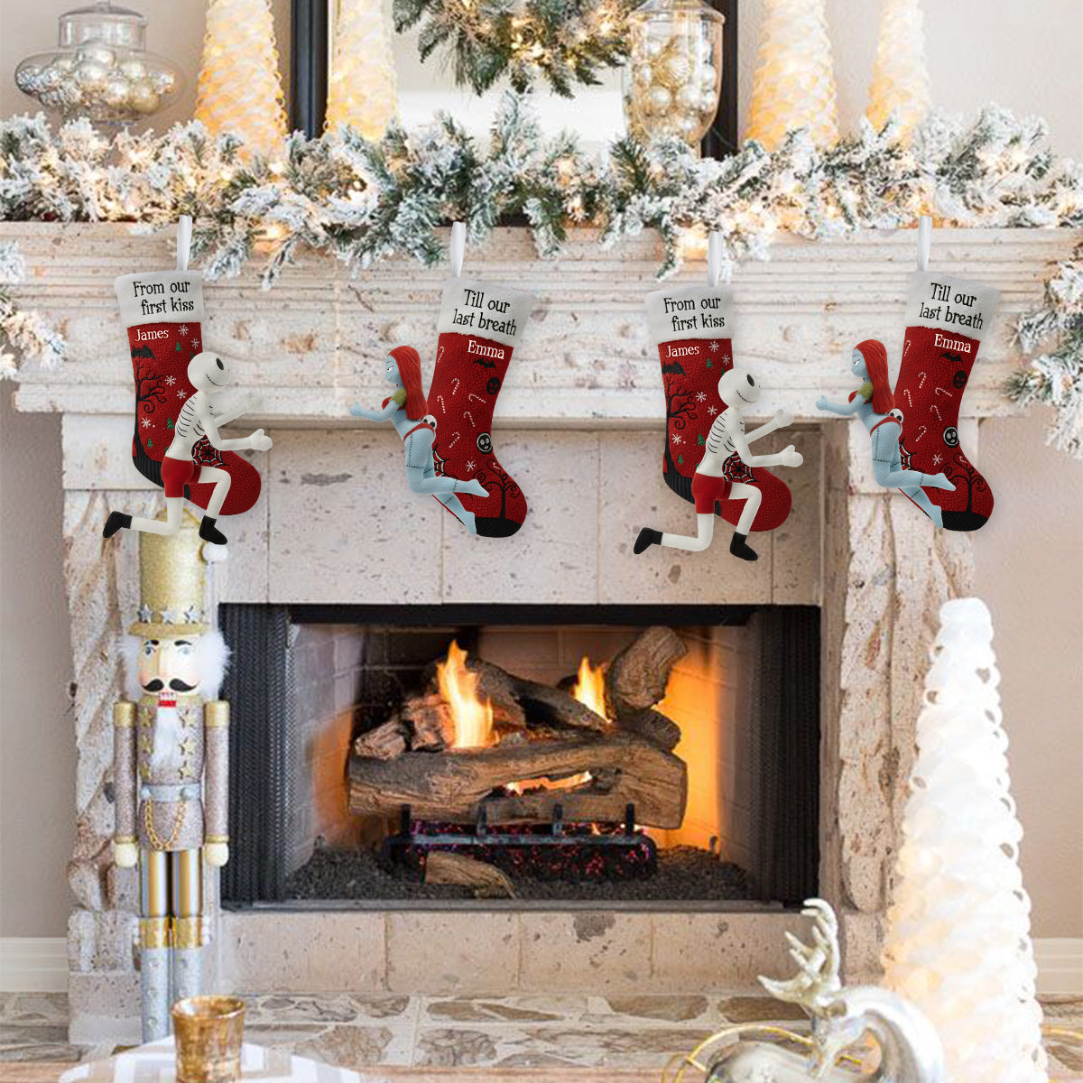 Personalized Gothic Love Story Shaped Christmas Stocking Shaped Christmas Stocking GradoCreations