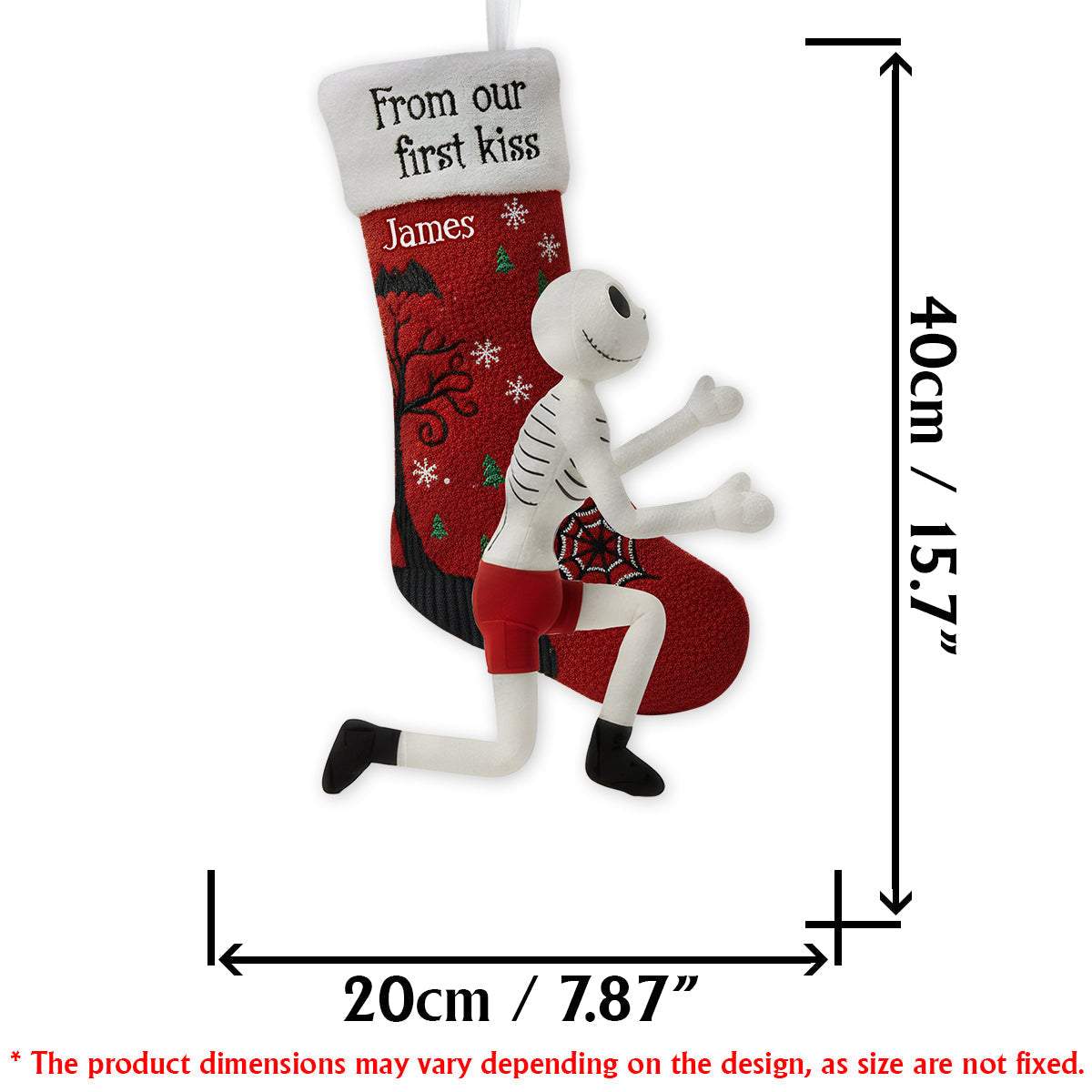 Personalized Gothic Love Story Shaped Christmas Stocking Shaped Christmas Stocking GradoCreations
