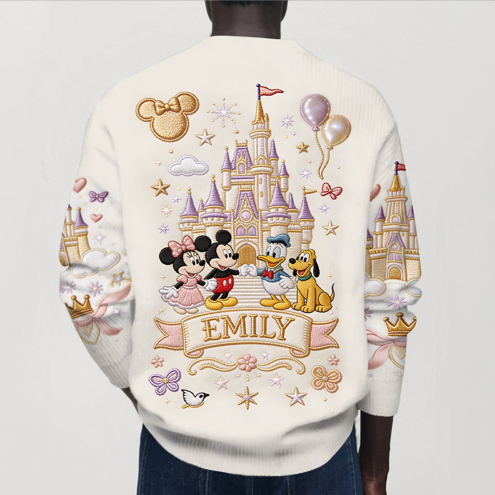 Personalized Knitted Cardigan with Magical Friends for Her Cardigan GradoCreations