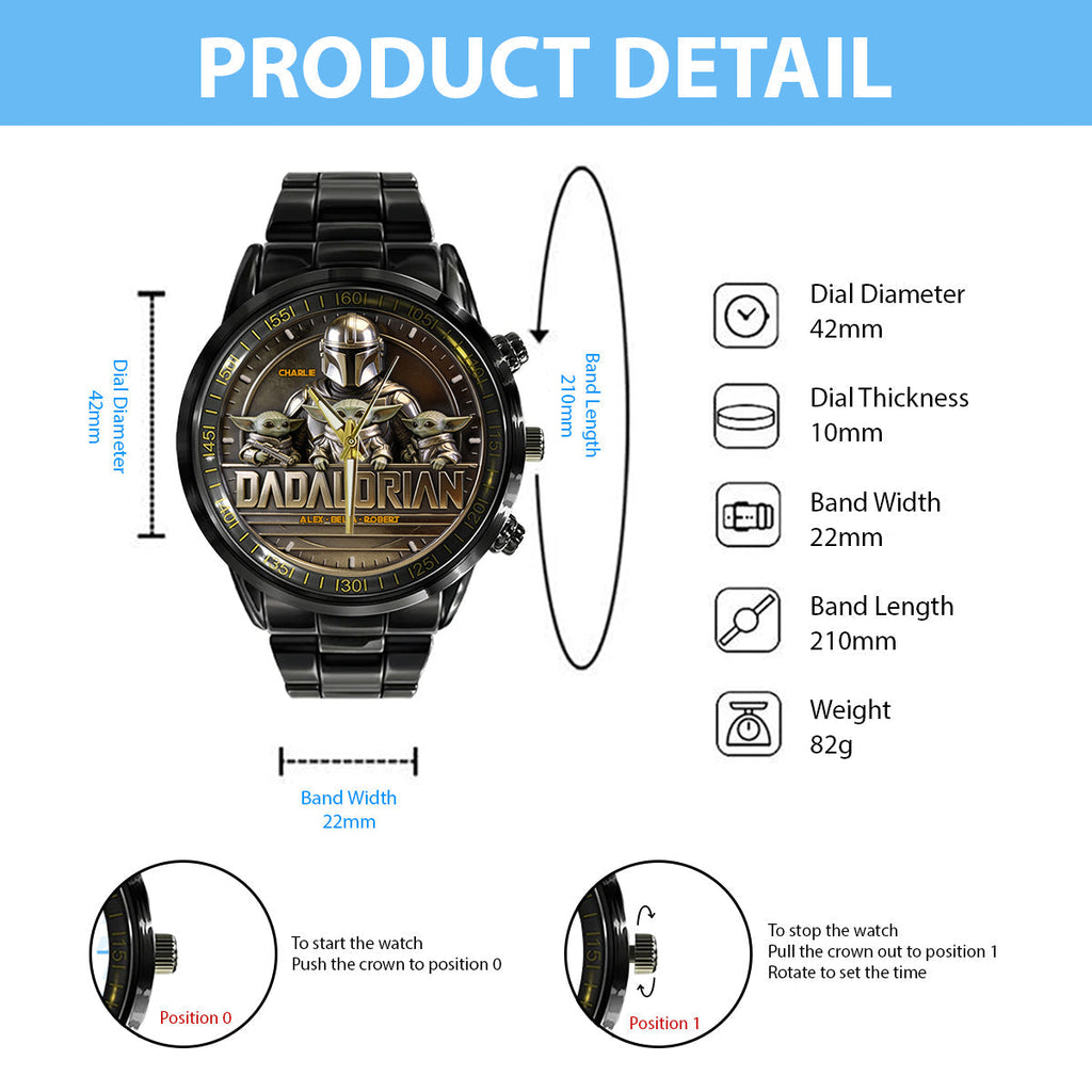 Personalized The Dadalorian Hand Watch Custom Name Gift for Dad Hand Watch GradoCreations