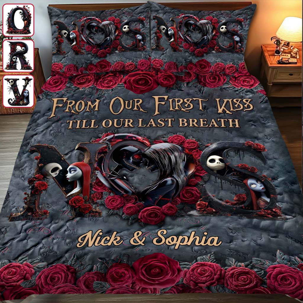 Personalized Nightmare Quilt Set Custom Name Gift for Couples Quilt Set GradoCreations