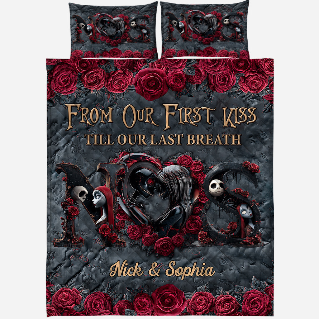 Personalized Nightmare Quilt Set Custom Name Gift for Couples Quilt Set GradoCreations