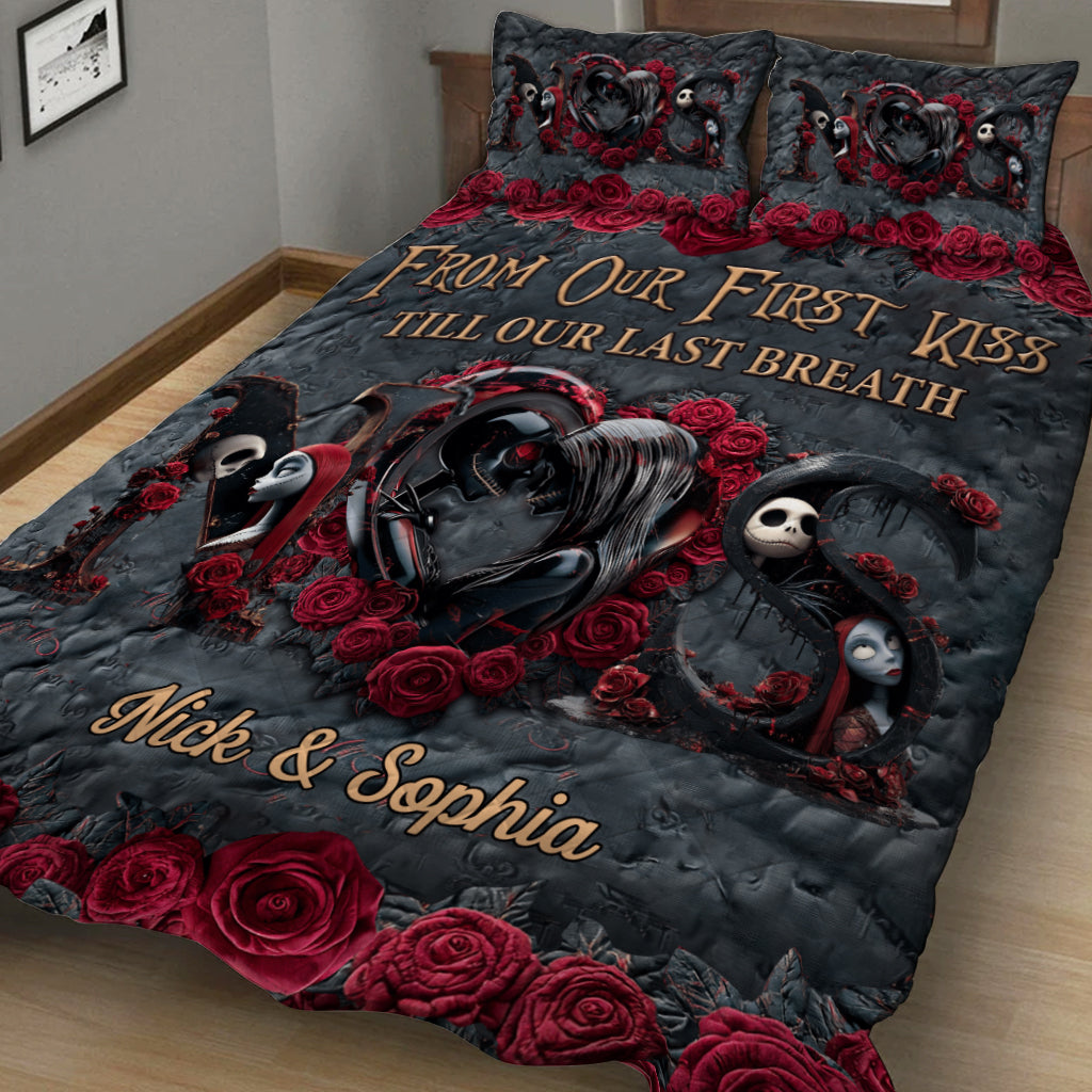 Personalized Nightmare Quilt Set Custom Name Gift for Couples Quilt Set GradoCreations