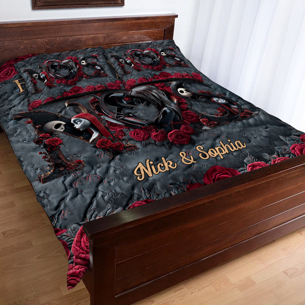 Personalized Nightmare Quilt Set Custom Name Gift for Couples Quilt Set GradoCreations