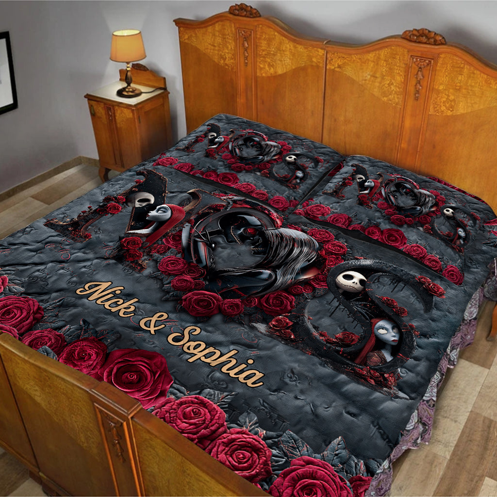 Personalized Nightmare Quilt Set Custom Name Gift for Couples Quilt Set GradoCreations