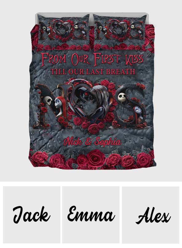 Personalized Nightmare Quilt Set Custom Name Gift for Couples Quilt Set GradoCreations