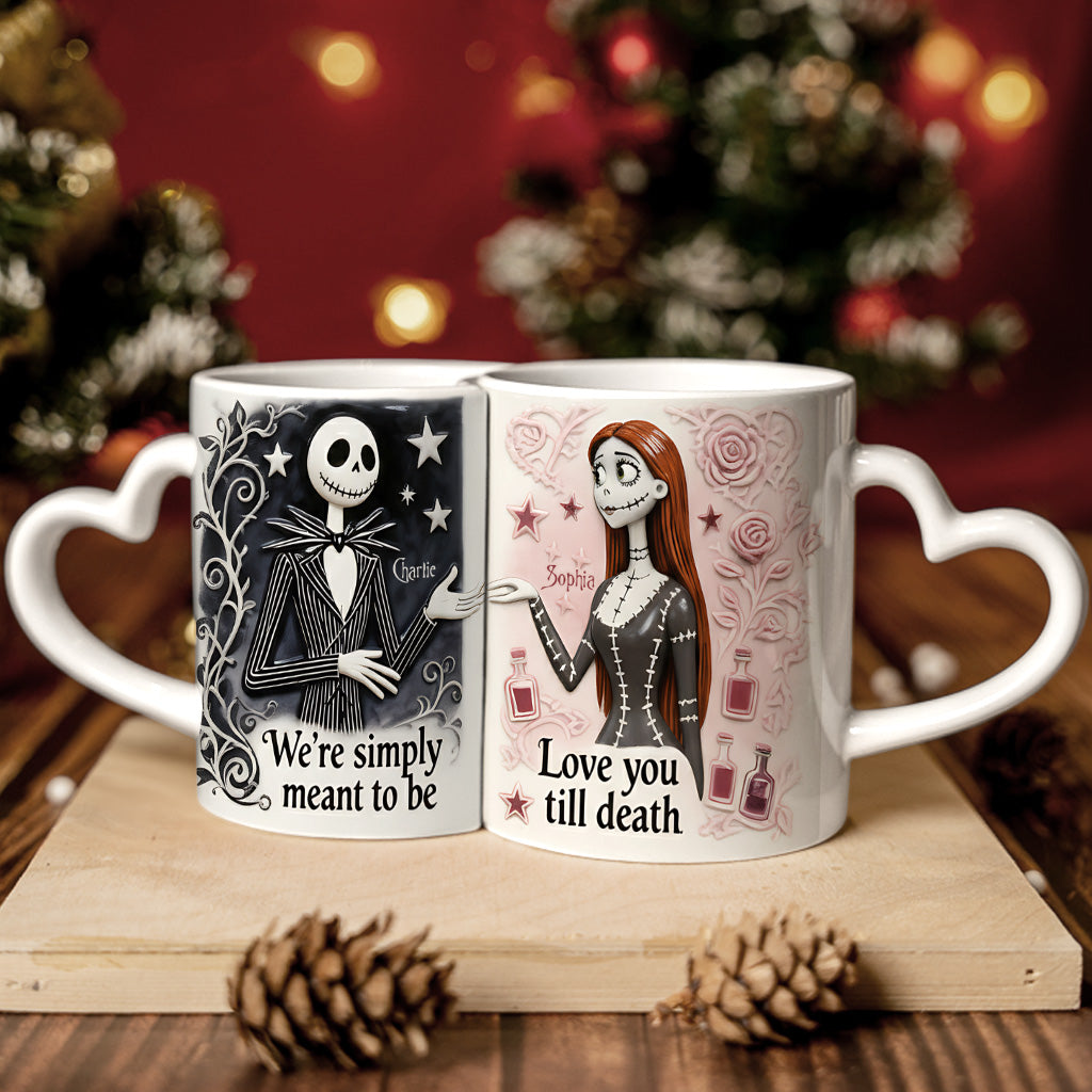 Personalized Matching Heart Handle Mug Set for Couples Matching Heart Handle Mug GradoCreations