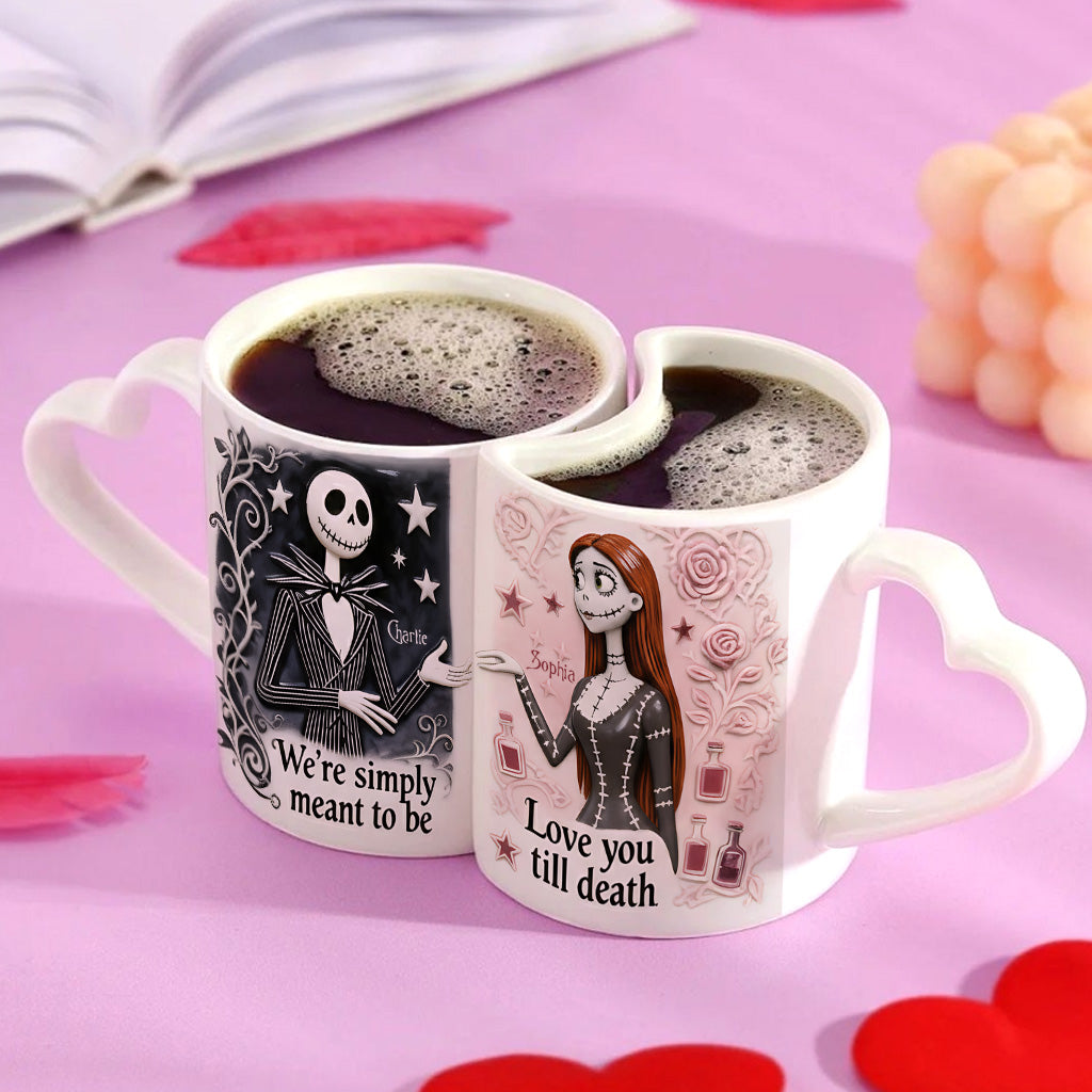 Personalized Matching Heart Handle Mug Set for Couples Matching Heart Handle Mug GradoCreations