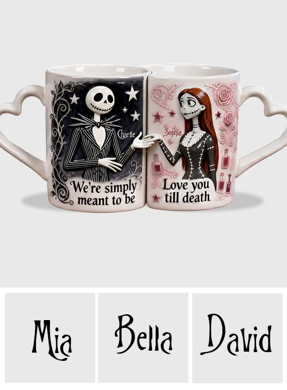 Personalized Matching Heart Handle Mug Set for Couples Matching Heart Handle Mug GradoCreations