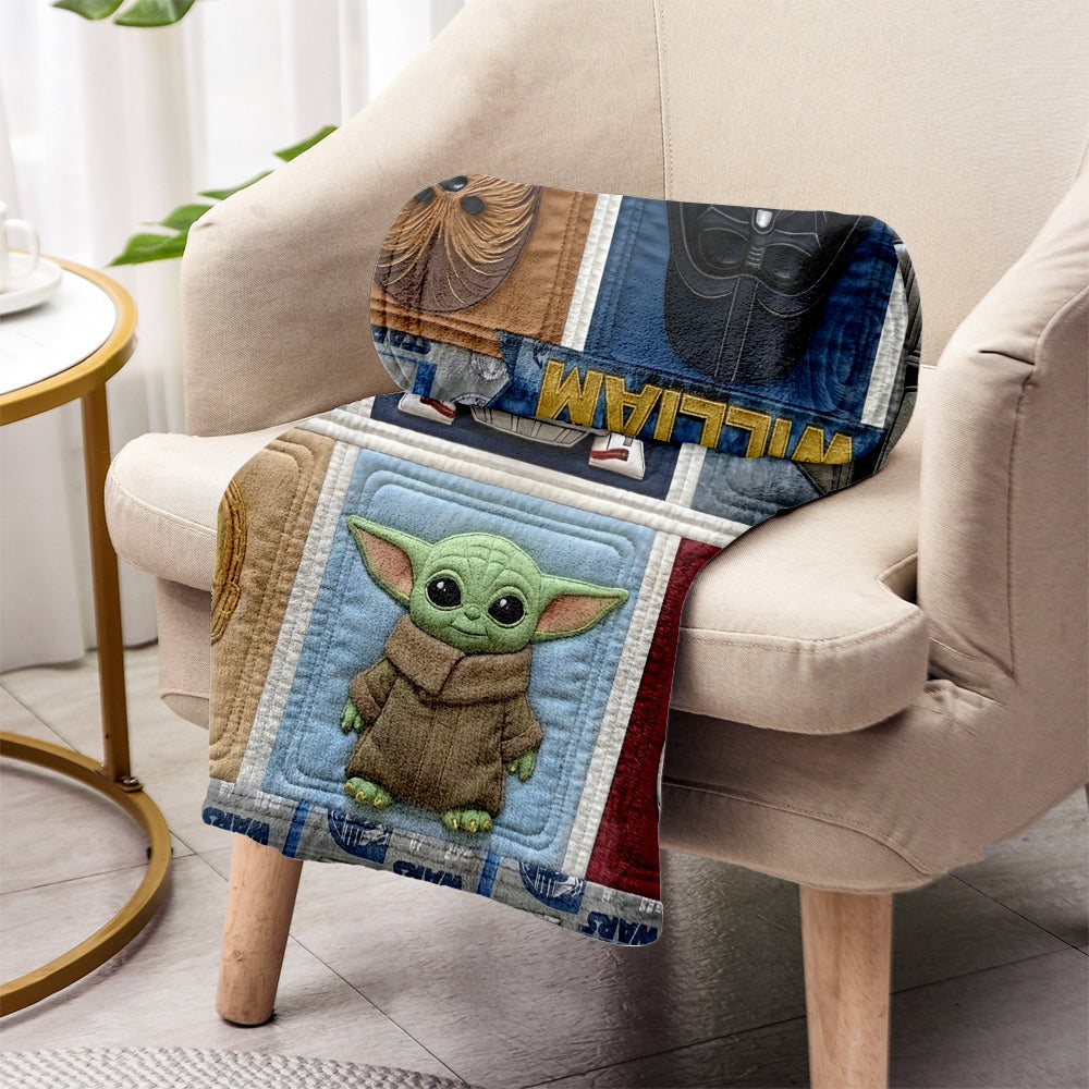 Personalized Star Wars Patchwork Blanket Custom Name Gift Blanket GradoCreations