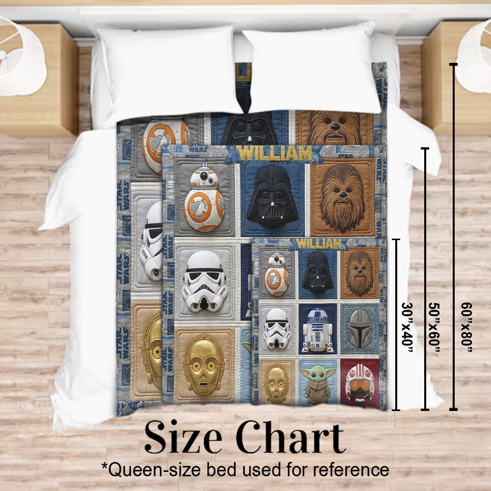 Personalized Star Wars Patchwork Blanket Custom Name Gift Blanket GradoCreations