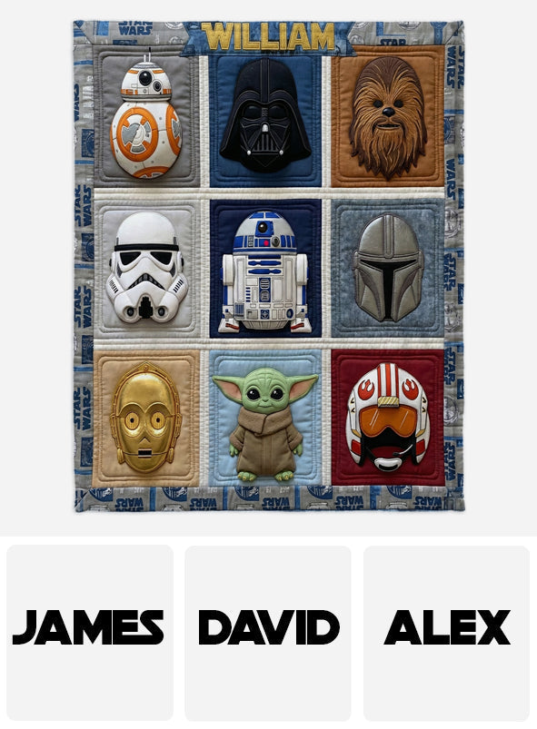 Personalized Star Wars Patchwork Blanket Custom Name Gift Blanket GradoCreations