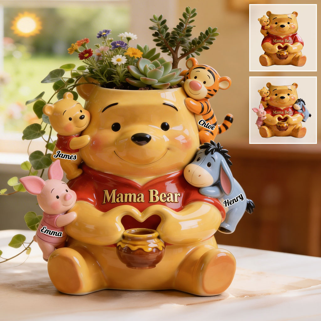 Personalized Mama Bear Acrylic Pot Custom Family Names Gift Acrylic Pot GradoCreations