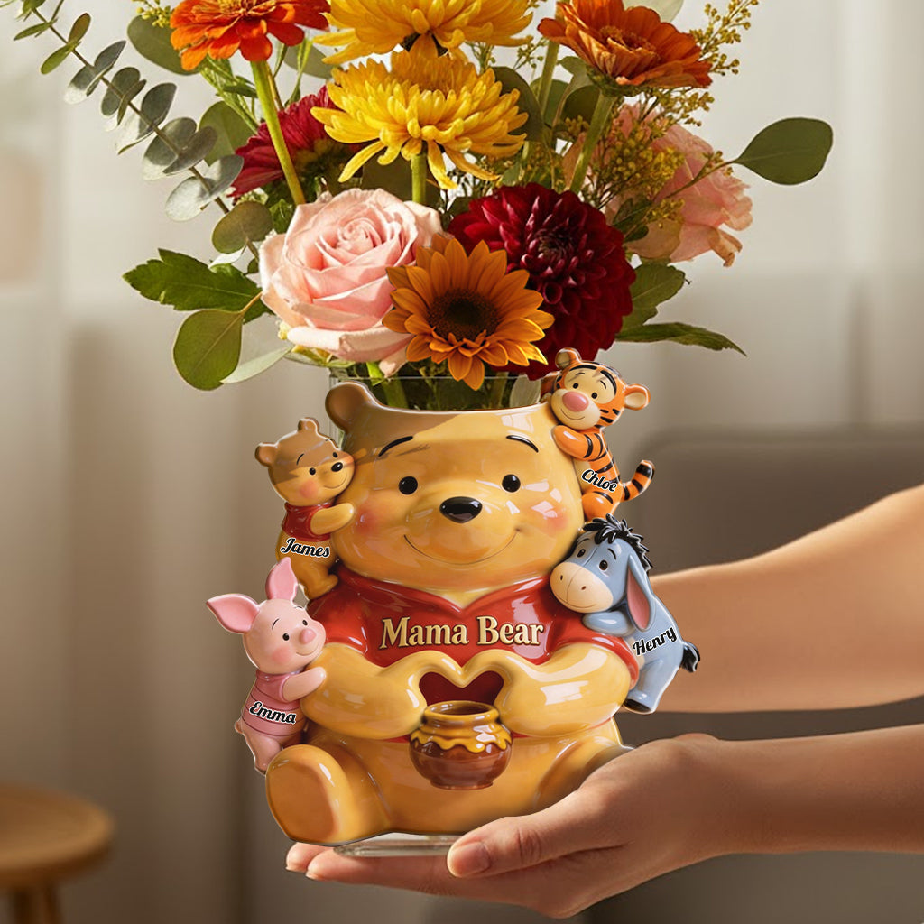 Personalized Mama Bear Acrylic Pot Custom Family Names Gift Acrylic Pot GradoCreations