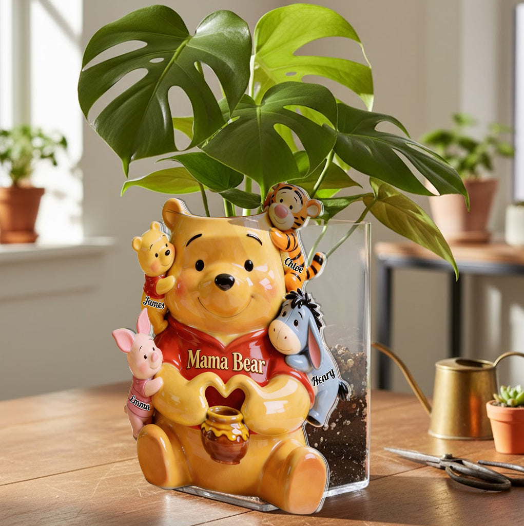 Personalized Mama Bear Acrylic Pot Custom Family Names Gift Acrylic Pot GradoCreations