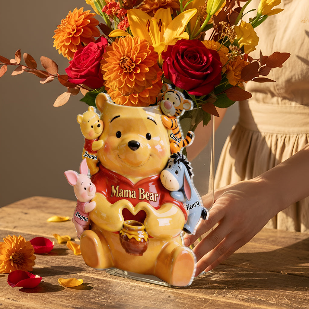 Personalized Mama Bear Acrylic Pot Custom Family Names Gift Acrylic Pot GradoCreations