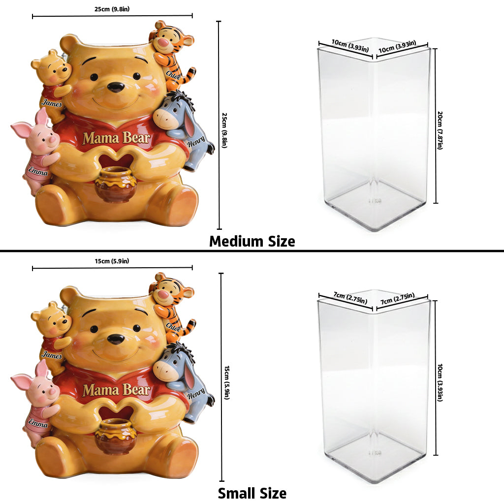 Personalized Mama Bear Acrylic Pot Custom Family Names Gift Acrylic Pot GradoCreations