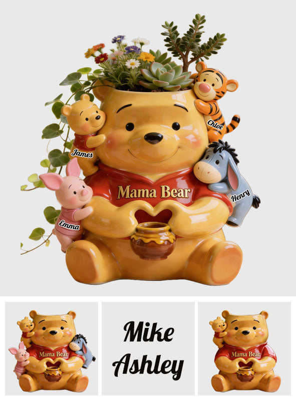 Personalized Mama Bear Acrylic Pot Custom Family Names Gift Acrylic Pot GradoCreations