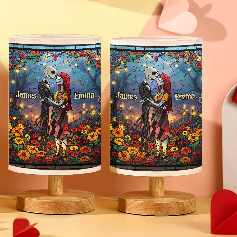 Personalized Nightmare Table Lamp with Wood Base Gift for Couples Tableside Lamp with Wood Base GradoCreations