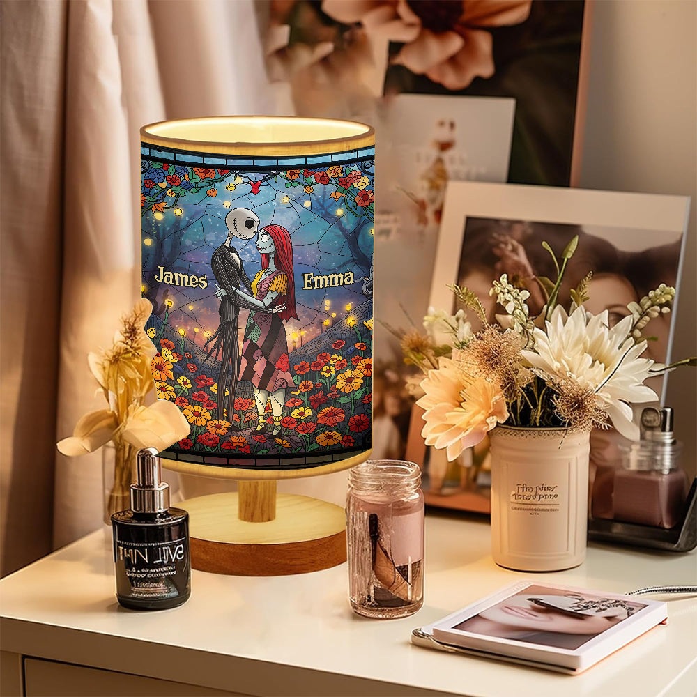 Personalized Nightmare Table Lamp with Wood Base Gift for Couples Tableside Lamp with Wood Base GradoCreations