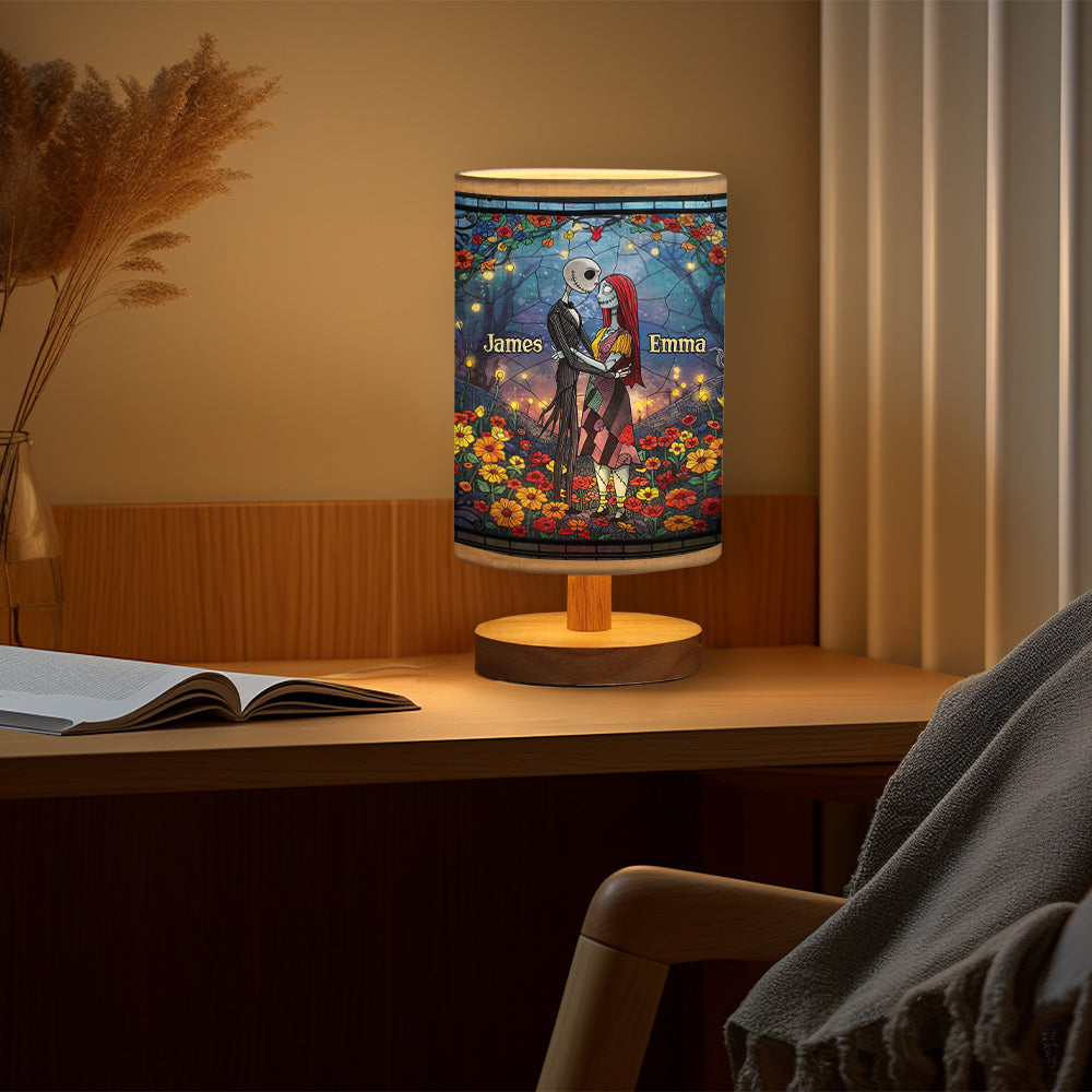 Personalized Nightmare Table Lamp with Wood Base Gift for Couples Tableside Lamp with Wood Base GradoCreations