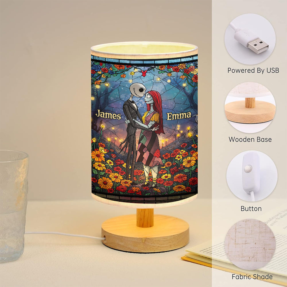 Personalized Nightmare Table Lamp with Wood Base Gift for Couples Tableside Lamp with Wood Base GradoCreations