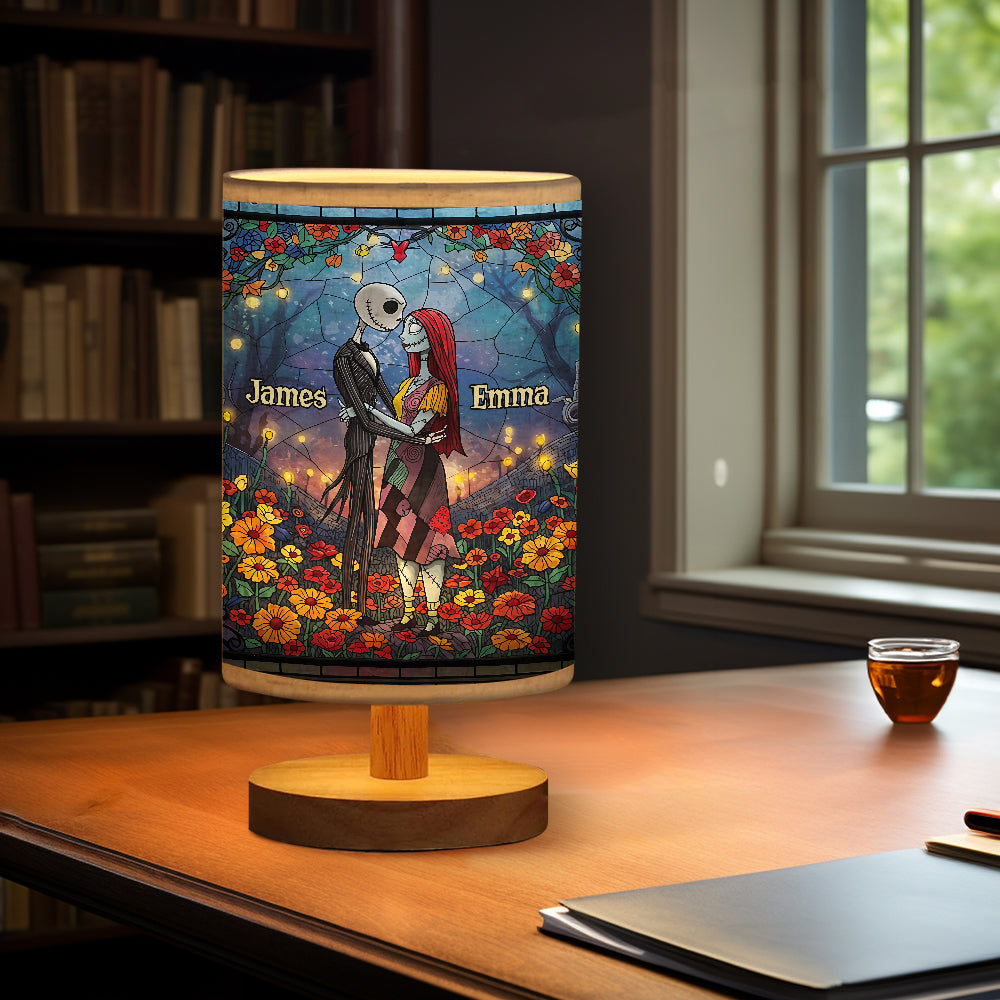 Personalized Nightmare Table Lamp with Wood Base Gift for Couples Tableside Lamp with Wood Base GradoCreations