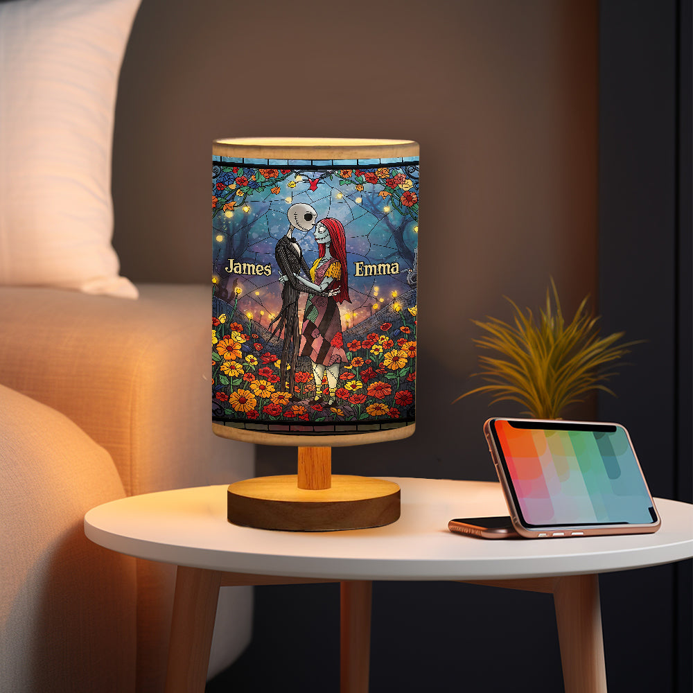 Personalized Nightmare Table Lamp with Wood Base Gift for Couples Tableside Lamp with Wood Base GradoCreations