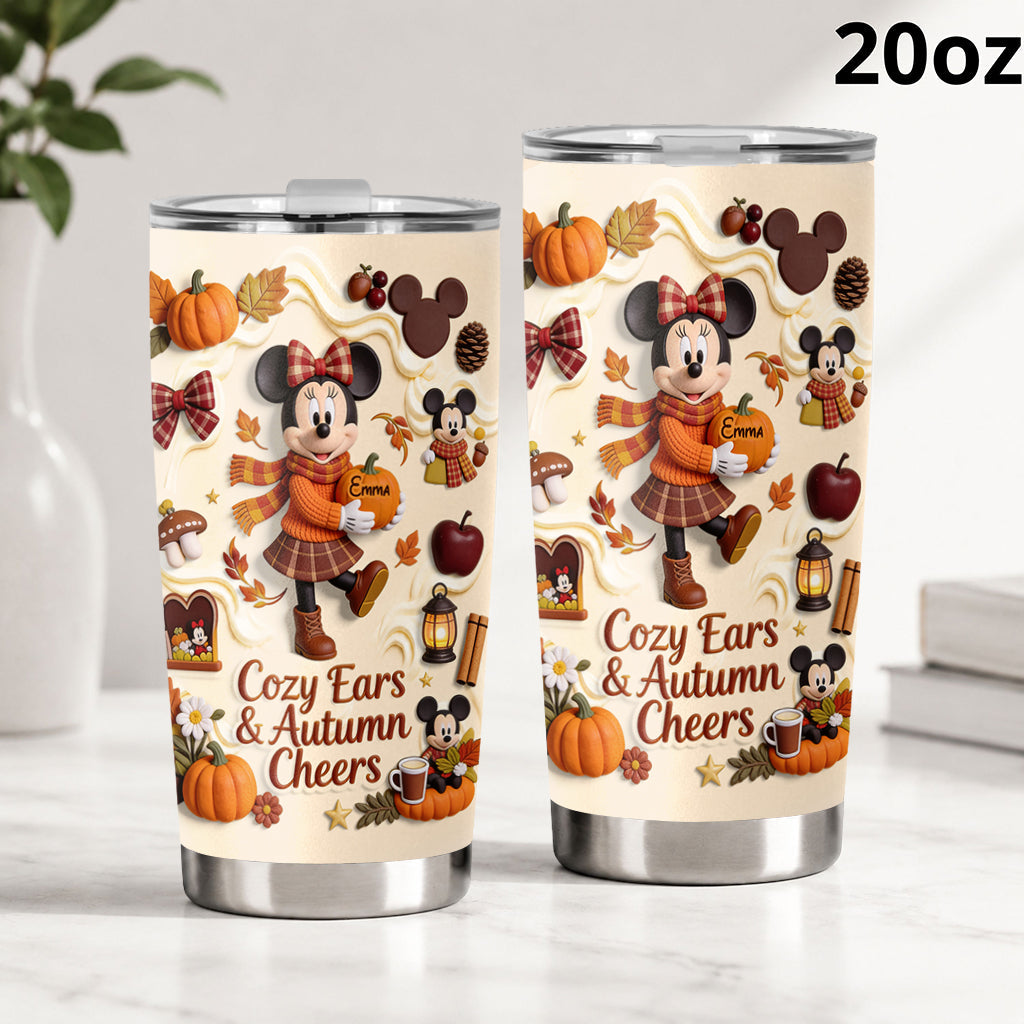 Personalized Autumn Tumbler with Minnie Mouse Design Gift for Her Tumbler GradoCreations