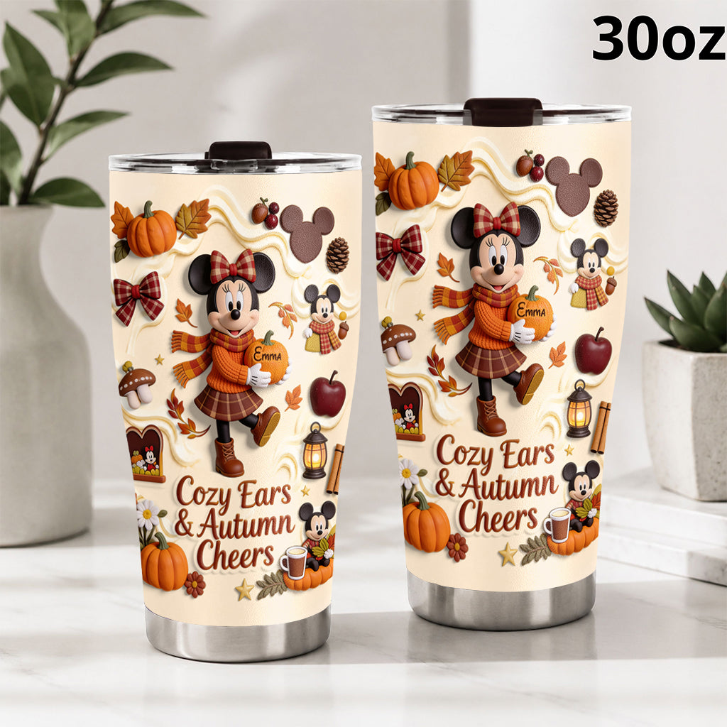 Personalized Autumn Tumbler with Minnie Mouse Design Gift for Her Tumbler GradoCreations