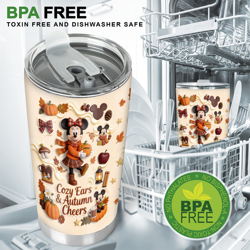 Personalized Autumn Tumbler with Minnie Mouse Design Gift for Her Tumbler GradoCreations