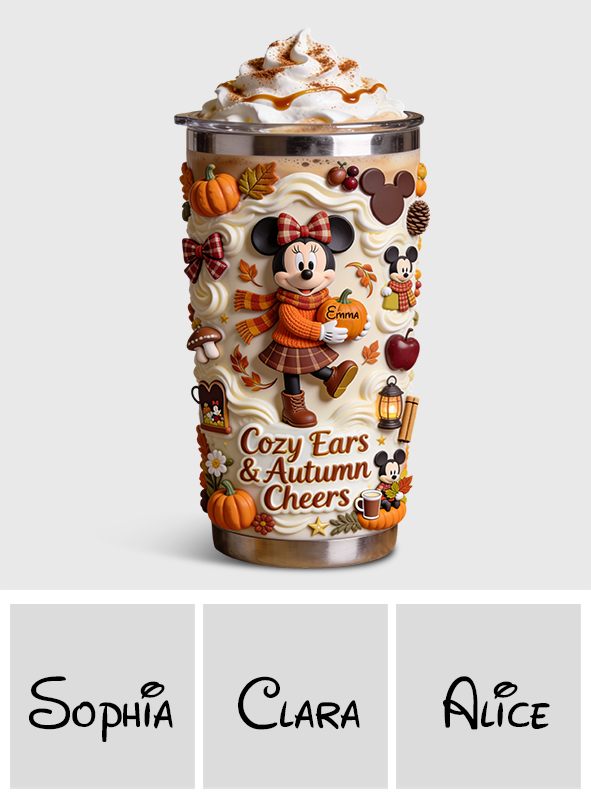 Personalized Autumn Tumbler with Minnie Mouse Design Gift for Her Tumbler GradoCreations