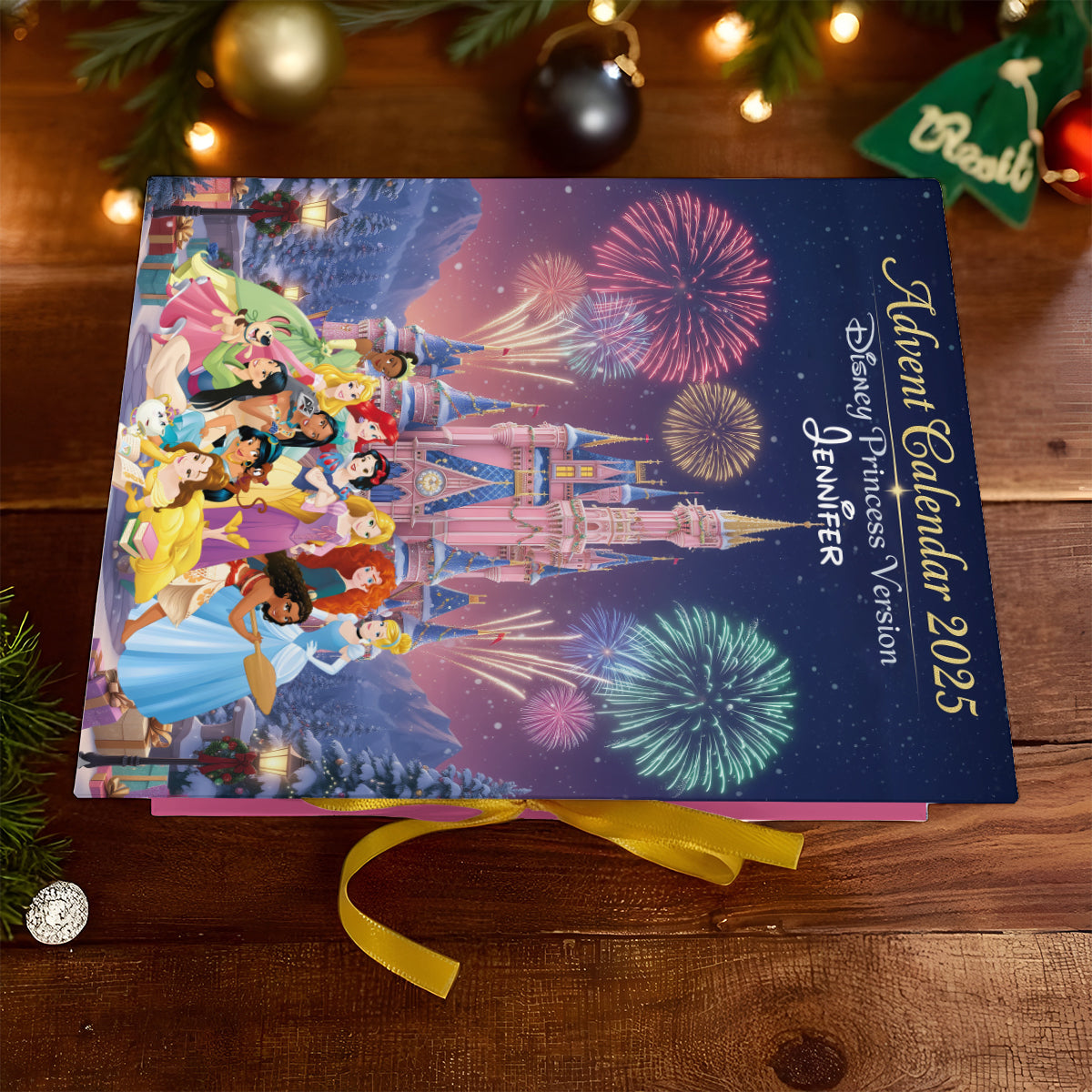 Personalized Disney Princess Advent Calendar with Ornaments Folded Advent Calendar With Ornaments GradoCreations