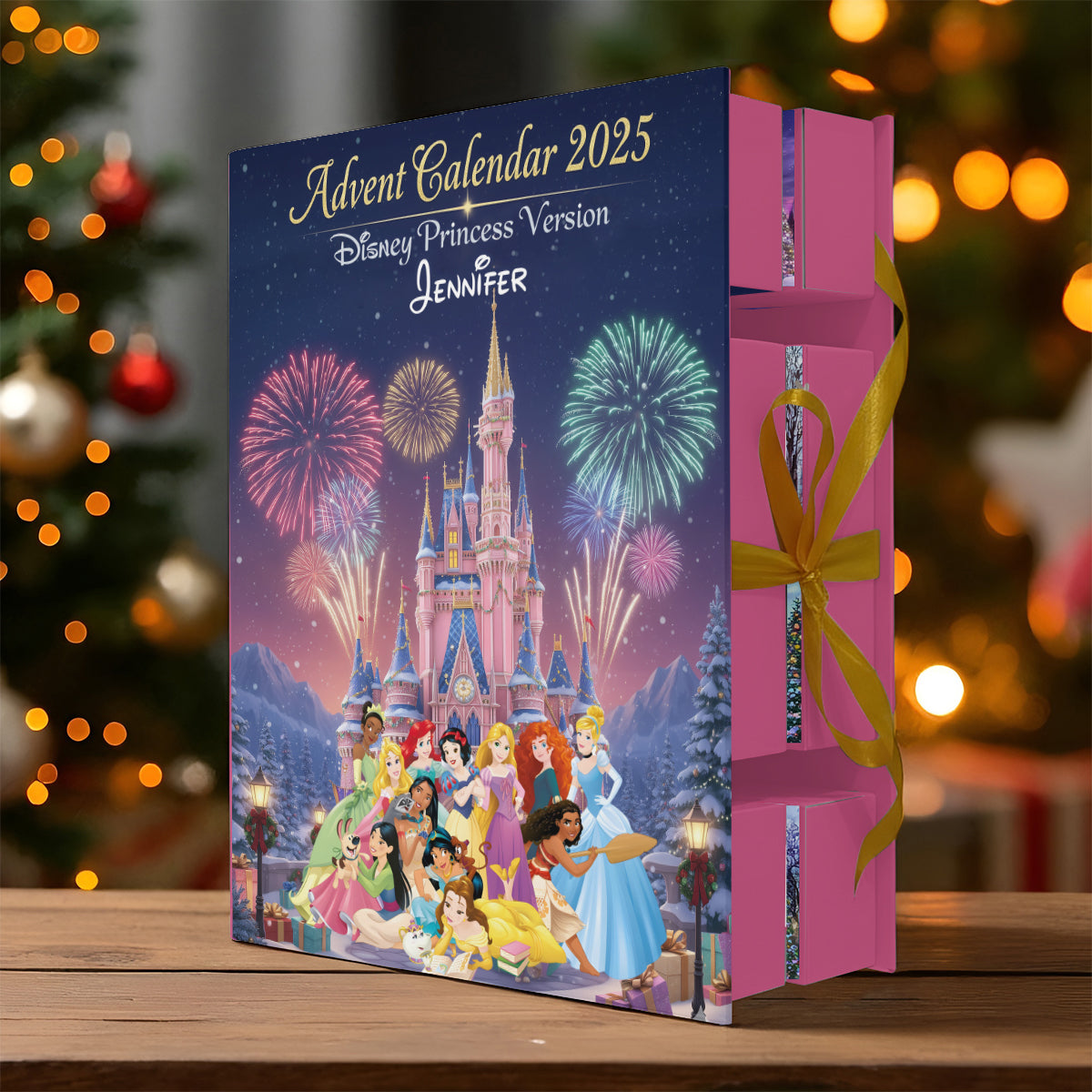 Personalized Disney Princess Advent Calendar with Ornaments Folded Advent Calendar With Ornaments GradoCreations