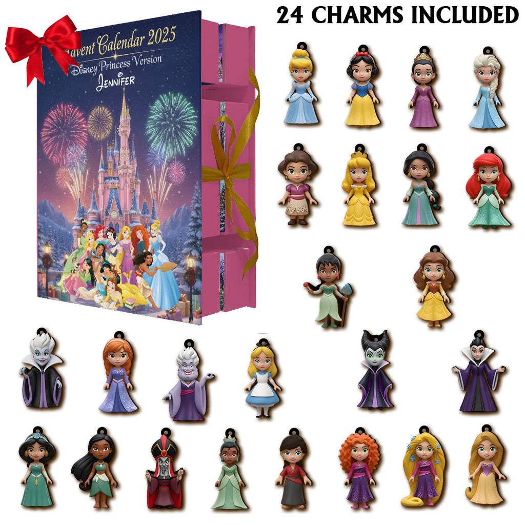 Personalized Disney Princess Advent Calendar with Ornaments Folded Advent Calendar With Ornaments GradoCreations