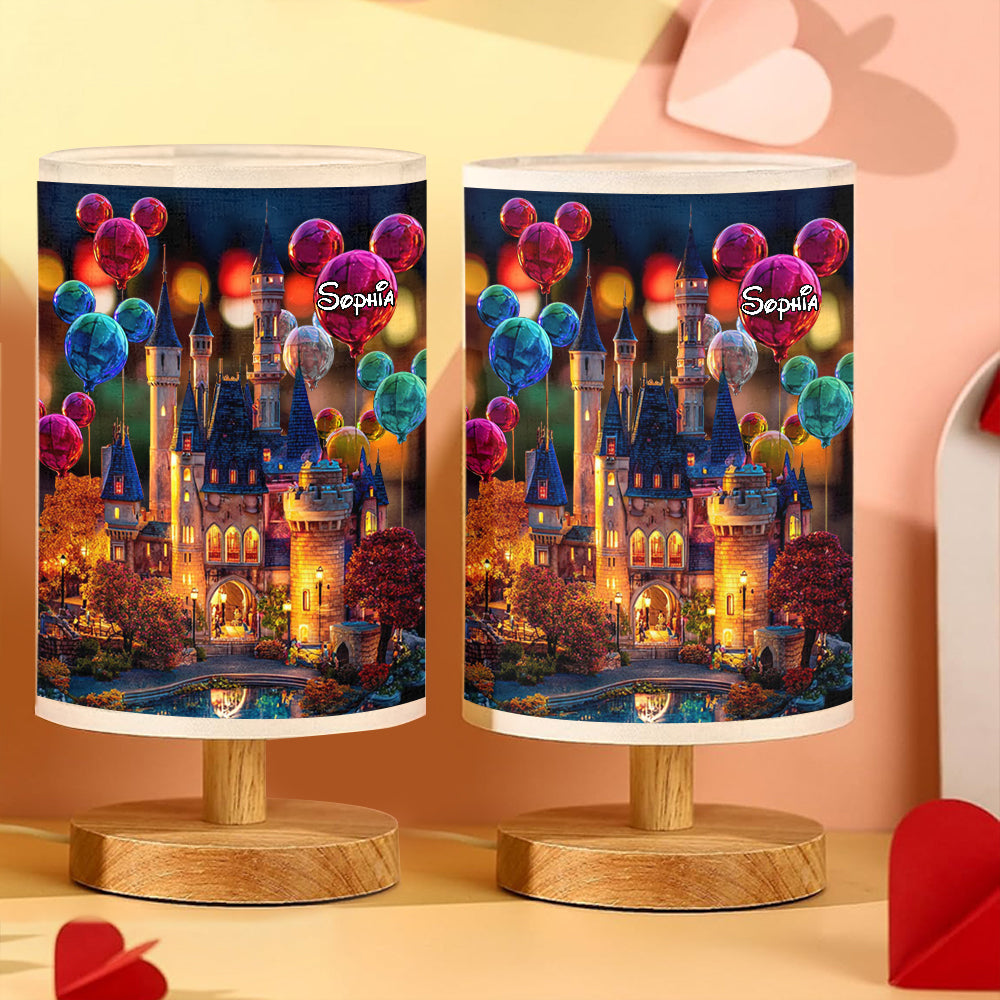 Personalized Magical Castle Mouse Table Lamp with Wood Base Gift for Kids Tableside Lamp With Wood Base GradoCreations