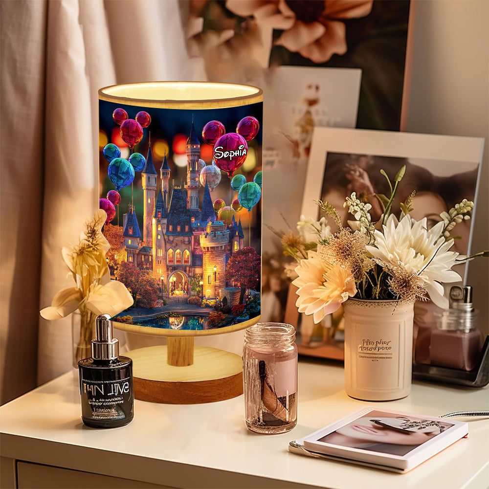Personalized Magical Castle Mouse Table Lamp with Wood Base Gift for Kids Tableside Lamp With Wood Base GradoCreations