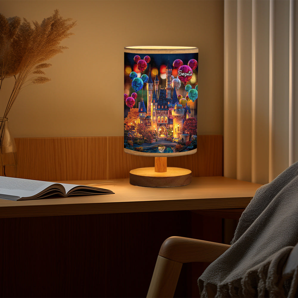 Personalized Magical Castle Mouse Table Lamp with Wood Base Gift for Kids Tableside Lamp With Wood Base GradoCreations