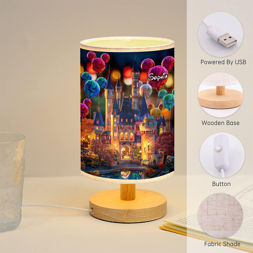 Personalized Magical Castle Mouse Table Lamp with Wood Base Gift for Kids Tableside Lamp With Wood Base GradoCreations