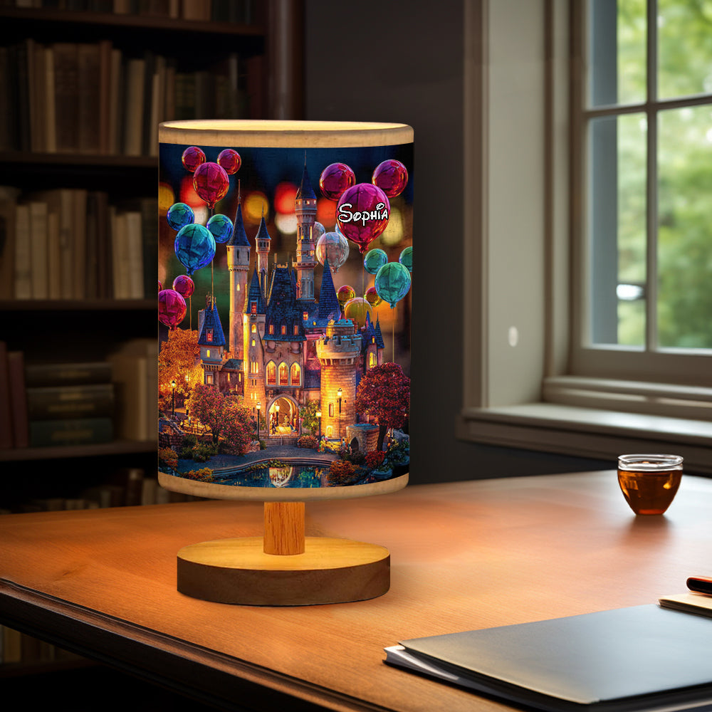 Personalized Magical Castle Mouse Table Lamp with Wood Base Gift for Kids Tableside Lamp With Wood Base GradoCreations