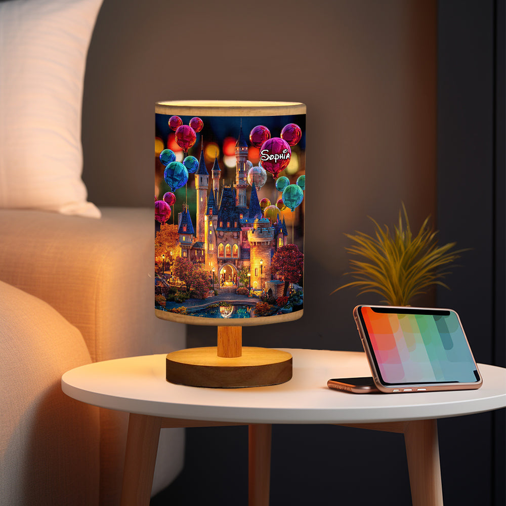 Personalized Magical Castle Mouse Table Lamp with Wood Base Gift for Kids Tableside Lamp With Wood Base GradoCreations