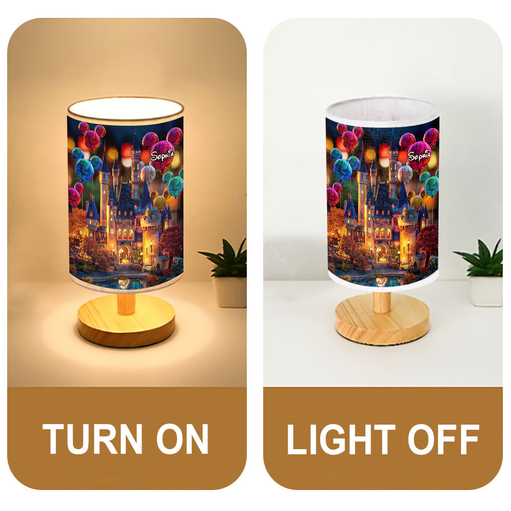 Personalized Magical Castle Mouse Table Lamp with Wood Base Gift for Kids Tableside Lamp With Wood Base GradoCreations