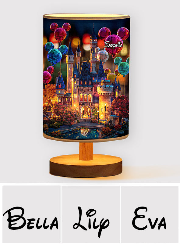 Personalized Magical Castle Mouse Table Lamp with Wood Base Gift for Kids Tableside Lamp With Wood Base GradoCreations