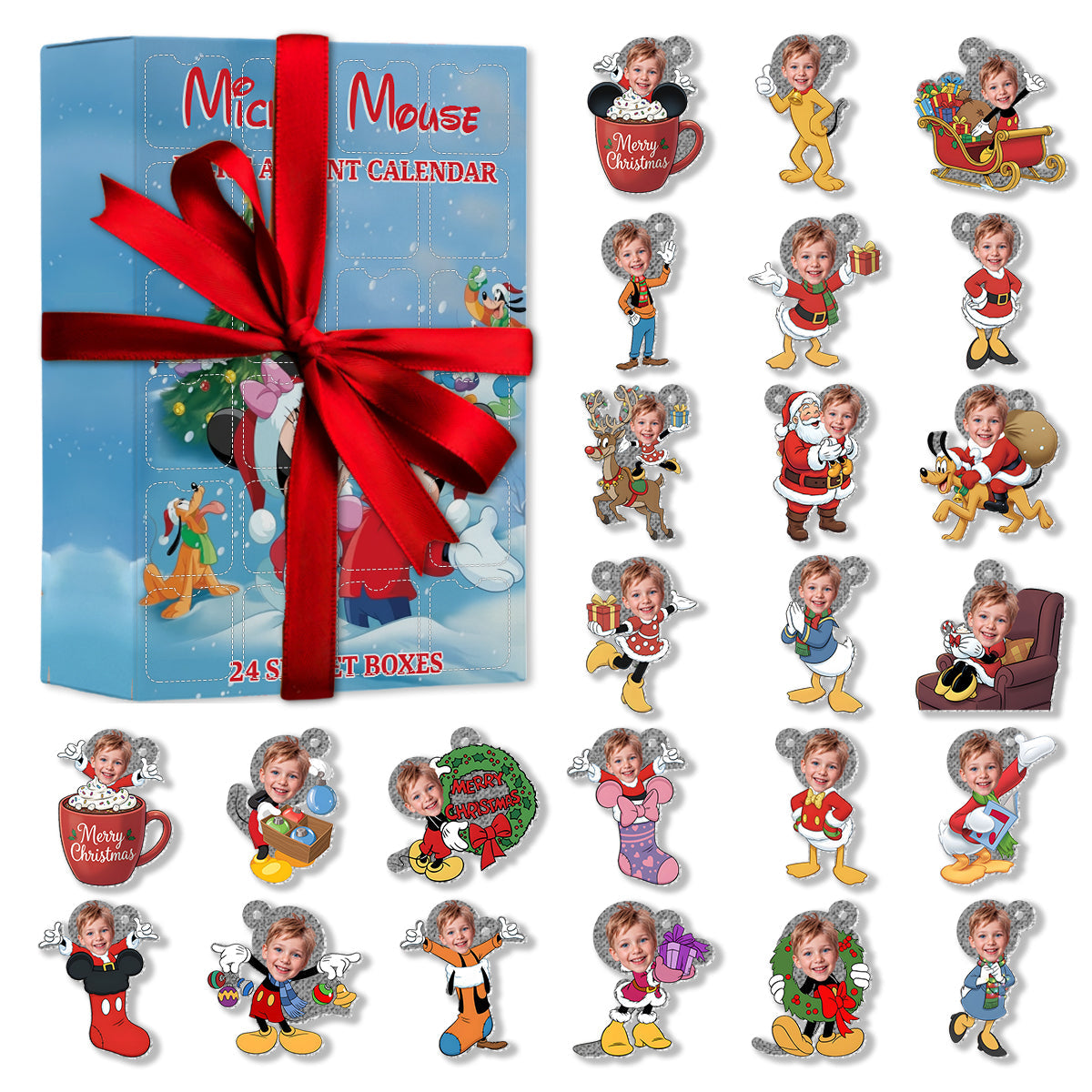Personalized Mickey Mouse Advent Calendar with Ornaments - 24-Day Holiday Countdown Gift Advent Calendar With Ornaments GradoCreations