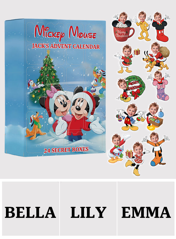 Personalized Mickey Mouse Advent Calendar with Ornaments - 24-Day Holiday Countdown Gift Advent Calendar With Ornaments GradoCreations